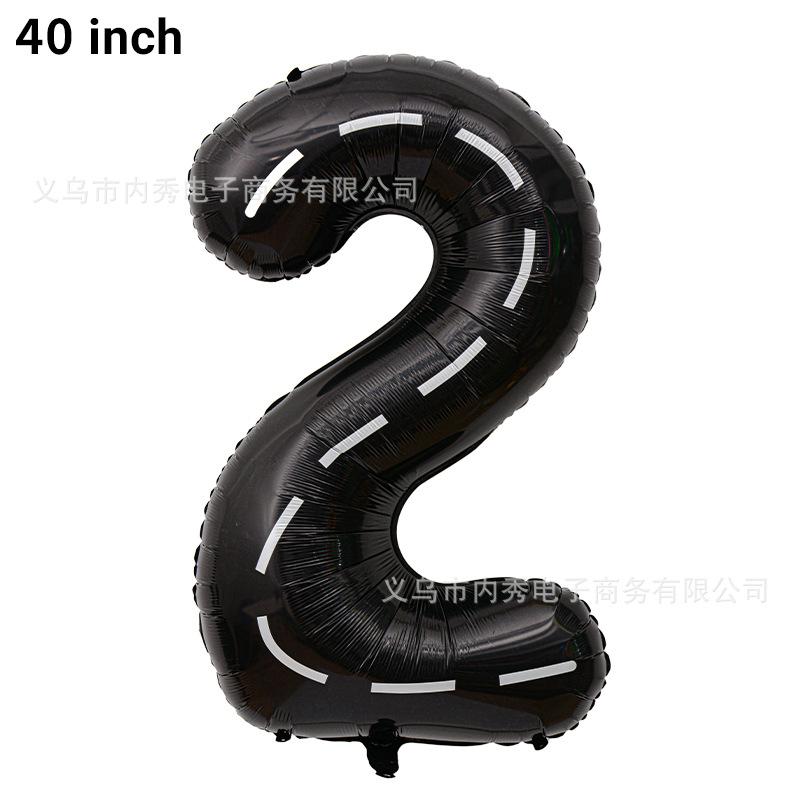 40 Inch Large Black Digital Aluminum Film Balloon Black And White Striped Racing Theme Birthday Party Decorative Balloon