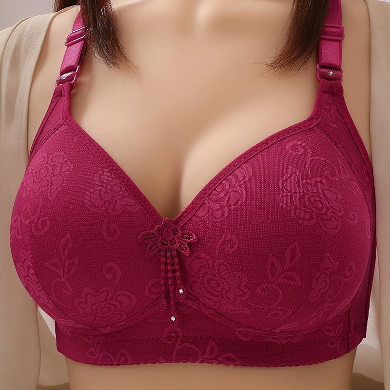 Jacquard Plus Size Text Bra, Non-magnetic, No Steel Ring, Side Retraction, Accessory Breast, Top Support, Beautiful Back, Mother's Underwear