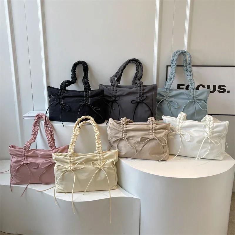 Solid Large Capacity Casual Tote Bags Soft Interior Compartment Hot Sale Bags for Women Zipper Nylon Women's Handbags
