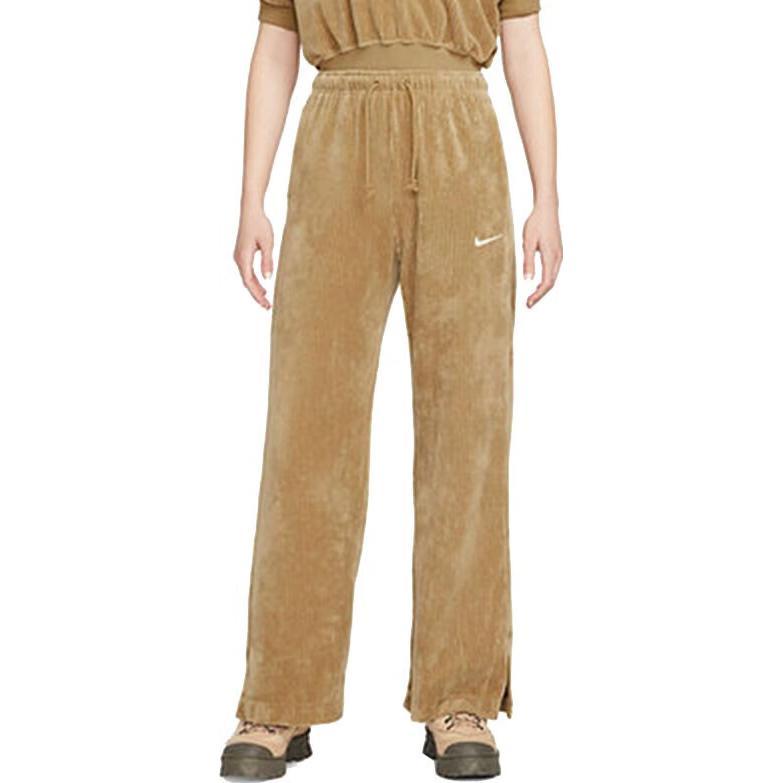 Nike Logo bestickte Cord-Hose mit weitem Bein und Schlitz für Damen, Hellgelb DQ5922-258