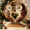 Hand Polished Wood Decor Wooden Animal Ornament with Stable Base, Double Layer Carved Figurine, Rustic Crafts for Office Heart Shape Sculpture