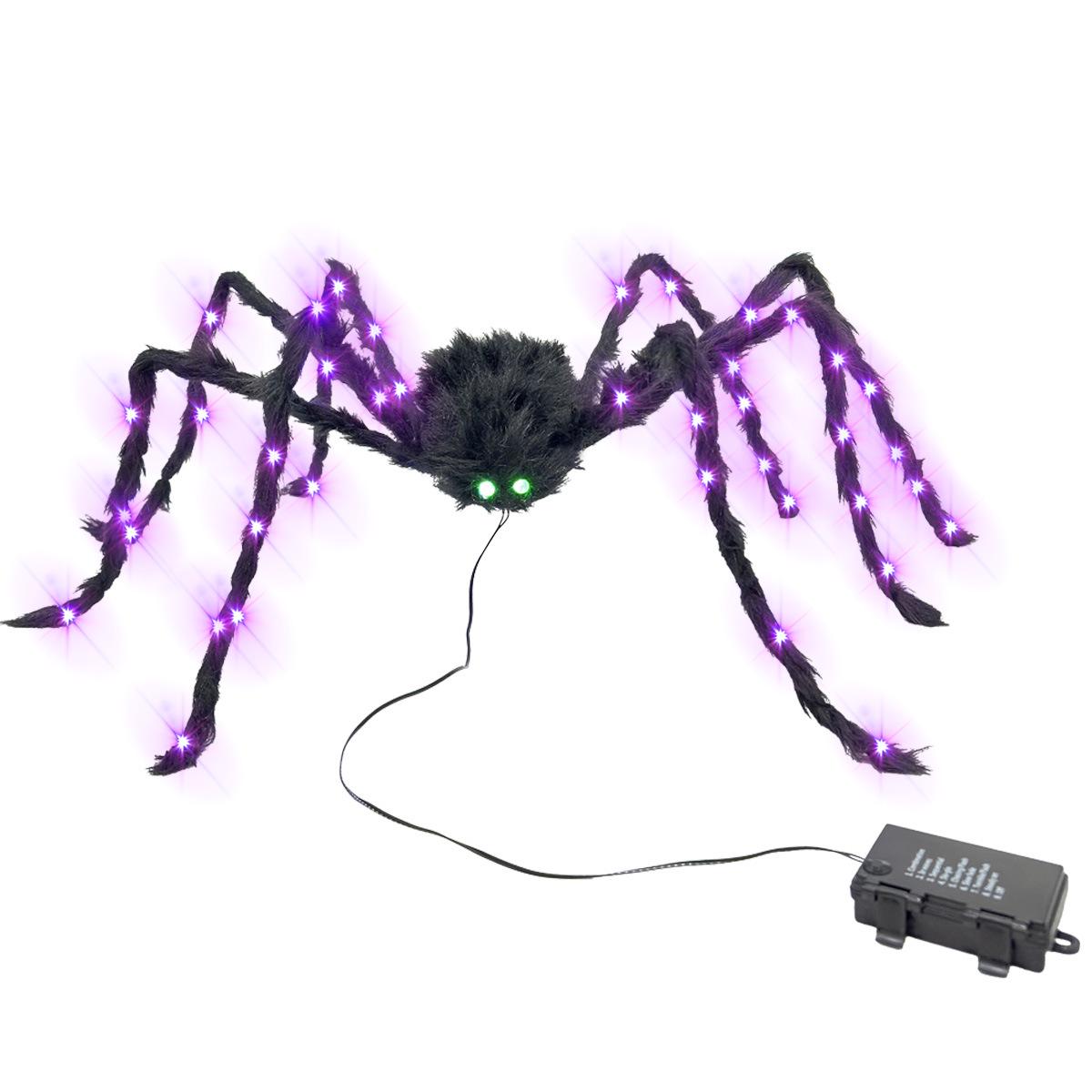 Halloween Glow-in-the-Dark Plush Spider Decor - Spooky Festival Prop