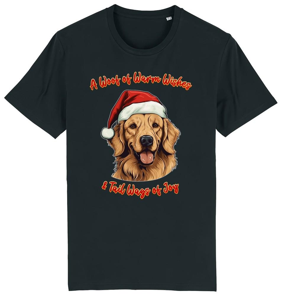 

Женская рождественская футболка с золотистым ретривером, шапка Санты, собака, гав, пожелания, подарок для нее 3XL