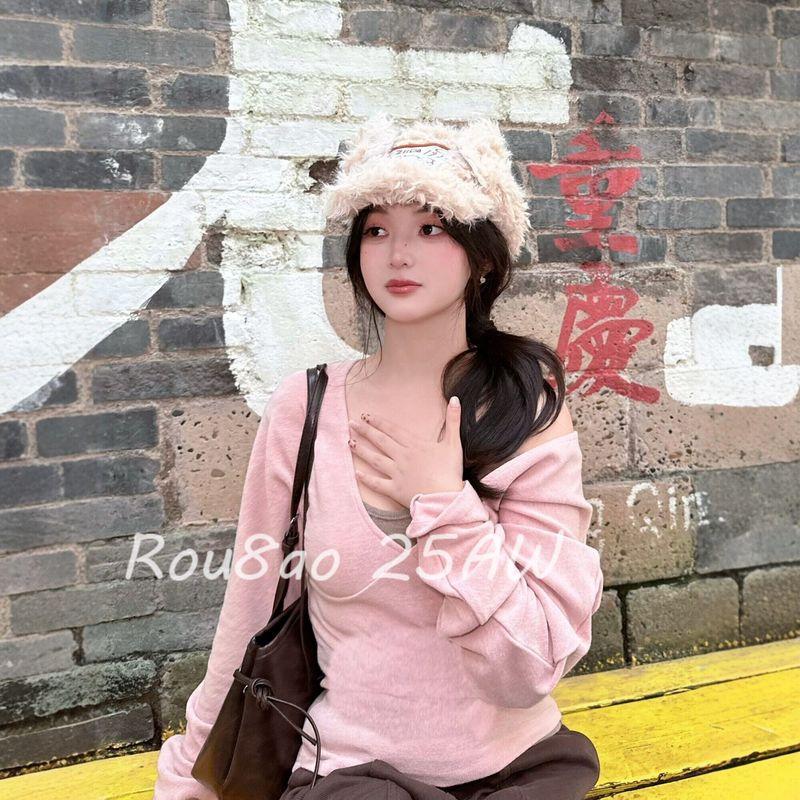 

Rou8Ao Plus-Size Women s Clothing Korean Sweet Style Color-Blocking Camisole and Blouse Two-Piece Set 2026 Spring Slim-Fit Top Pink Two-Piece Set M
