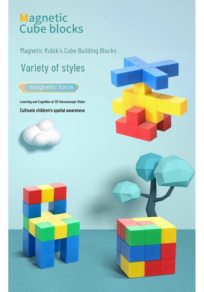 Grenzüberschreitende Magnetische Zauberwürfel Bausteine für Kinder - Pädagogisches Großteil 3D Puzzle