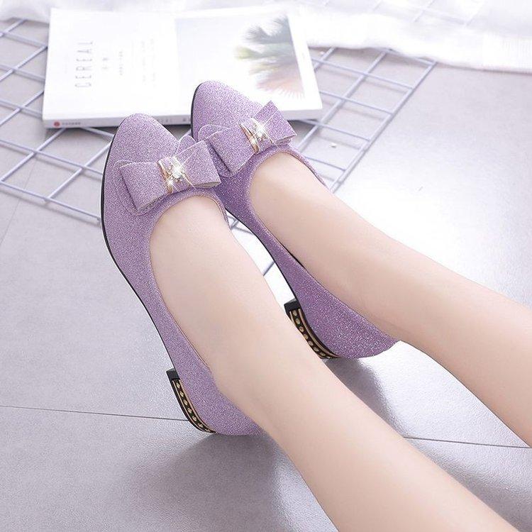 Frühling und Herbst Übergröße Damen Flacher Absatz Weiche Sohle Arbeit Schleife Einzelne Schuhe Lässige Damenschuhe