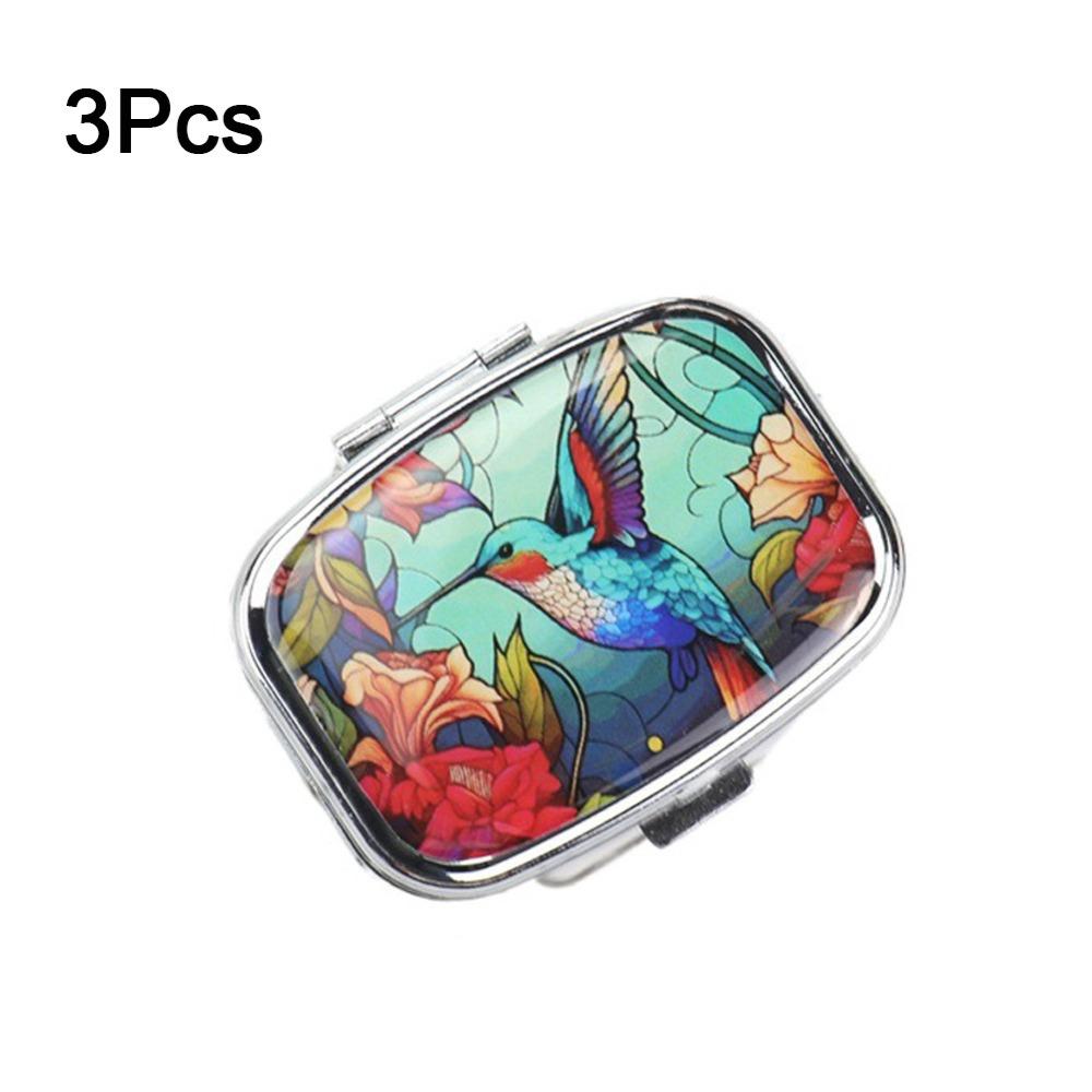 3Pcs Divided Travel Medicine Case Lovely Colored Small Pill Container  Cabinet