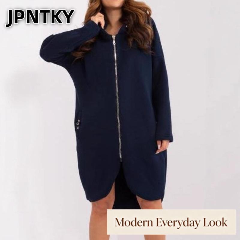 JPNTKY Women's Vintage Casual Solid Color Print Autumn Winter Long Sleeve Jackets & Coats