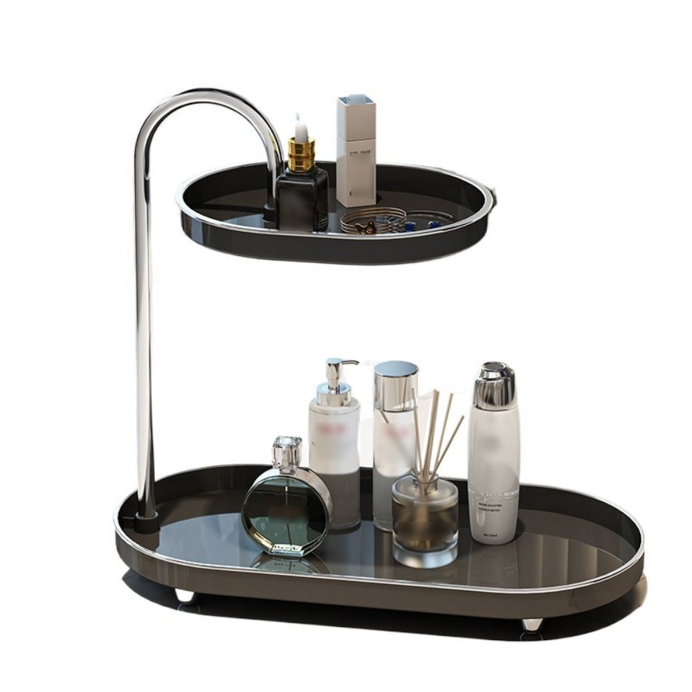 Stainless Steel Rod Desktop Storage Tray Space Saving Makeup Storage Display Stand  Skincare