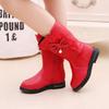 Baby Girls Comfortable Casual Plus Velvet Bow Beaded Lace Warm ZIP Autumn/winter Round Head Daily Kids Mid-calf Children's Boots