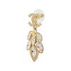 CHANEL [23 Spring and Summer New Products] 23S Rhinestone Double C Crystal Large Leaf Pendant Earrings Women's Gold