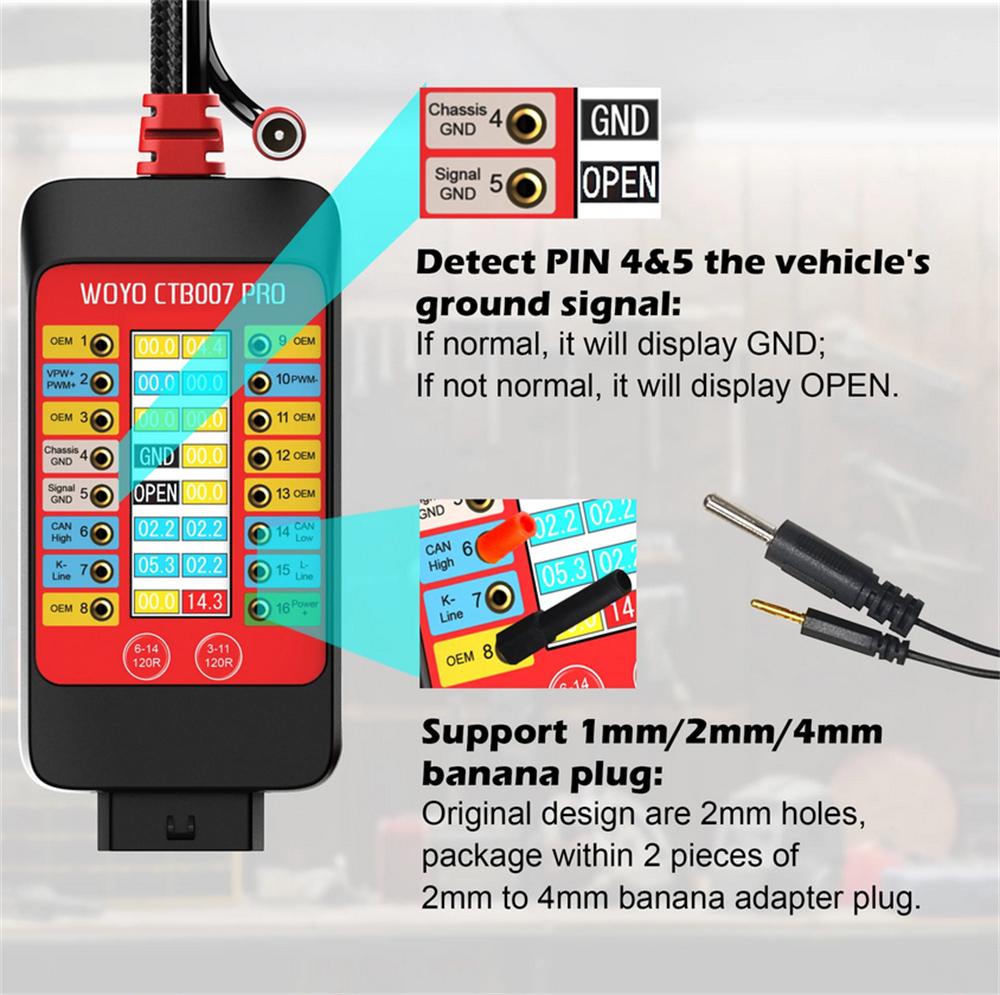 WOYO CTB007PRO OBD2 Универсальный пусковой блок Цифровой дисплей Диагностический адаптер с удлинительным кабелем 70 см