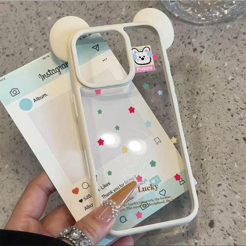 Star Puppy Mickey Ears Phone Case - Compatible with iPhone 14, 15, 16, 16 Pro, 17 Pro Max, Cute Design
