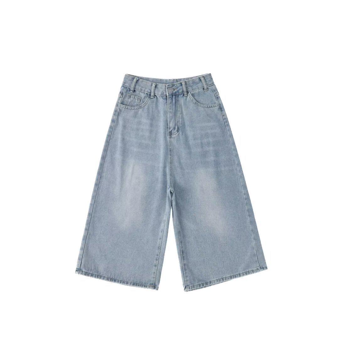 

Летние шорты из ретро-джинса Seven-Point 2024 года — модные, легкие, свободного кроя, прямого кроя, эластичная резинка на талии. S