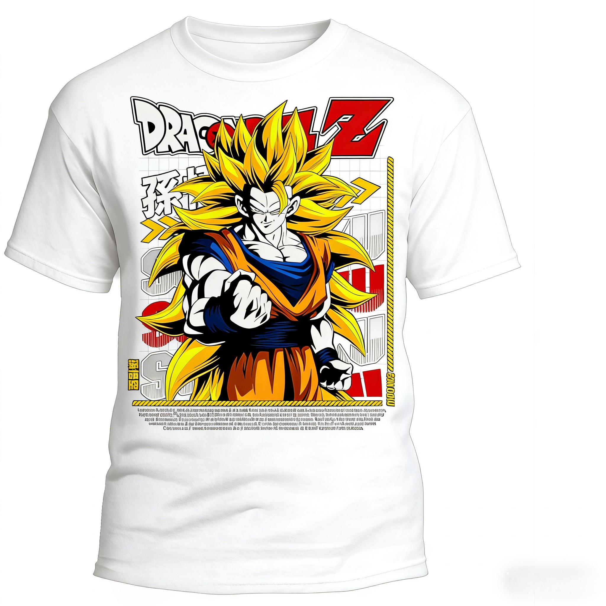 

2026 Summer New purecotton Dragon Ball Wukong anime character leisure pattern elasticity Short SleeveTshirt Round loose shirt S