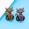Fashion Full Rhinestone Cat Brooches For Women Clothing Coat Jewelry Accessries Gifts