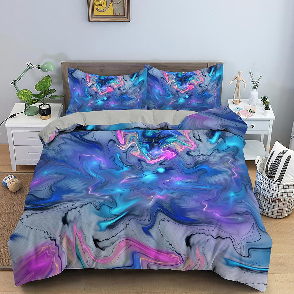 Abstract Duvet Cover Set King Microfiber Blue Psychedelic Bedding Set 2/3 Pcs Queen Size Warped Space Theme Twin Comforter Cover