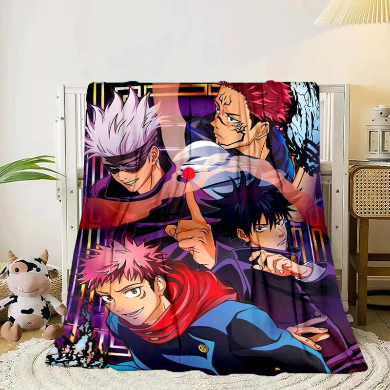 Jujutsu Curse Battle Blanket Flannel Blanket for bed, sofa, Camping, Hiking, Picnic Essentials, gift for family Fan gifts