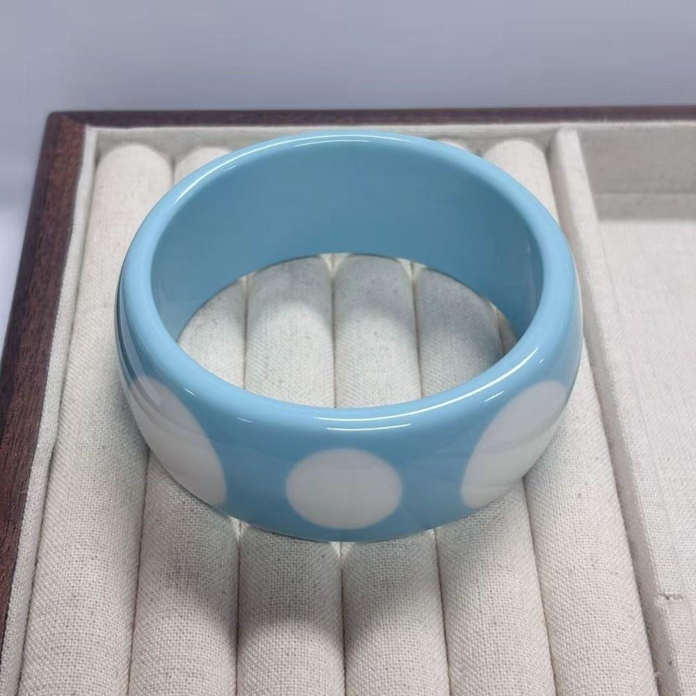 Cool Punk Style Resin Polka Dot Bangles Round Wide Candy Color Bracelets Beach Vacation Style G