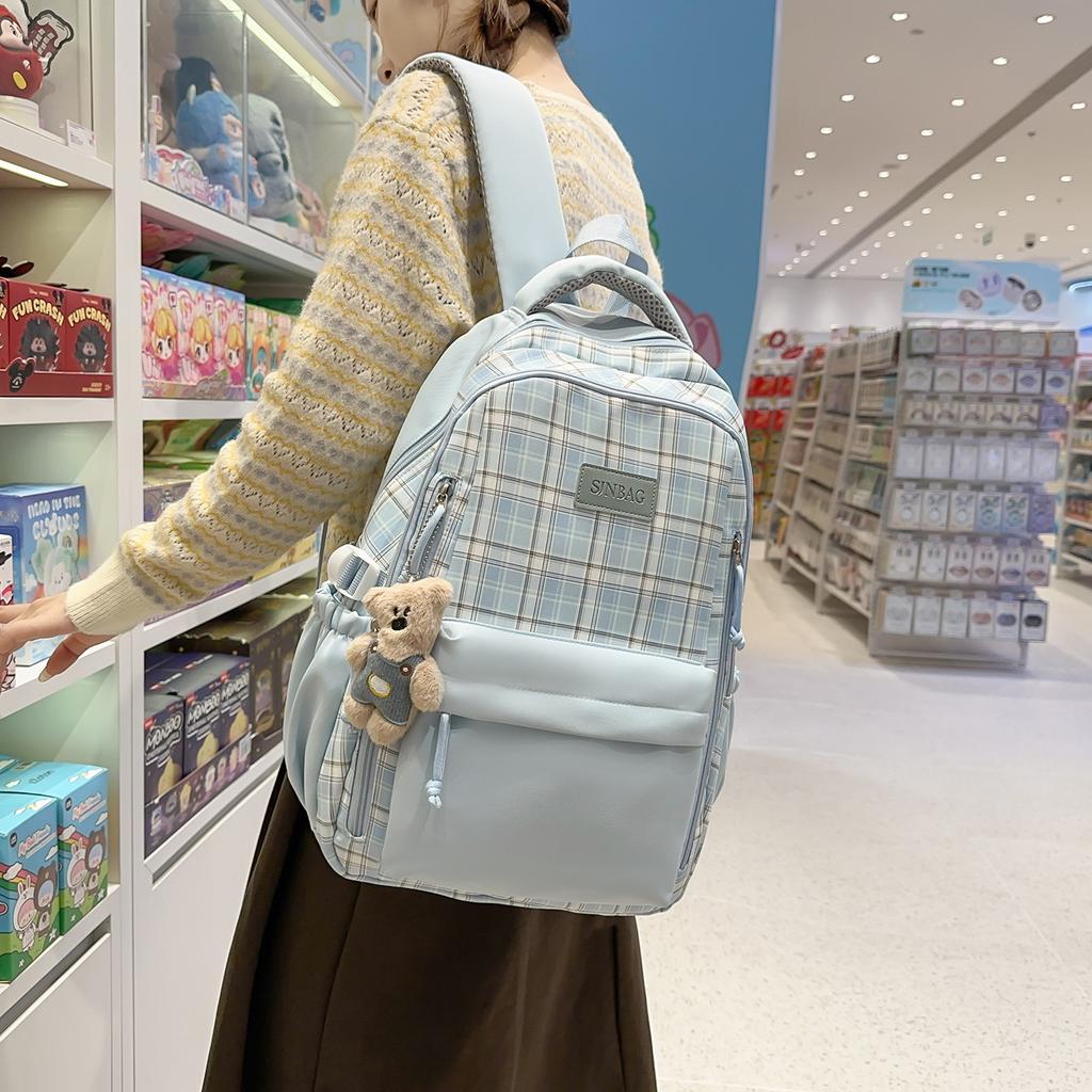 Schoolbag small fresh plaid schoolbag new ins college style cute backpack large capacity junior high school student versatile backpack
