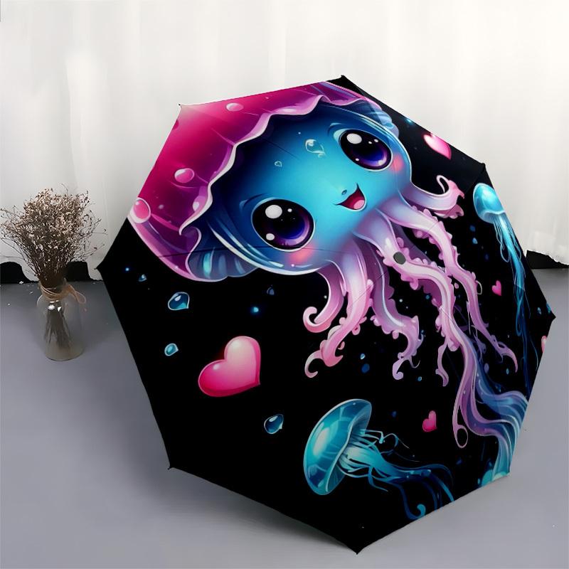 1pc Magical Jellyfish Adventure Umbrella with Plastic Handle,Suitable for All Seasons Home Travel Outdoor UmbrellaDD293