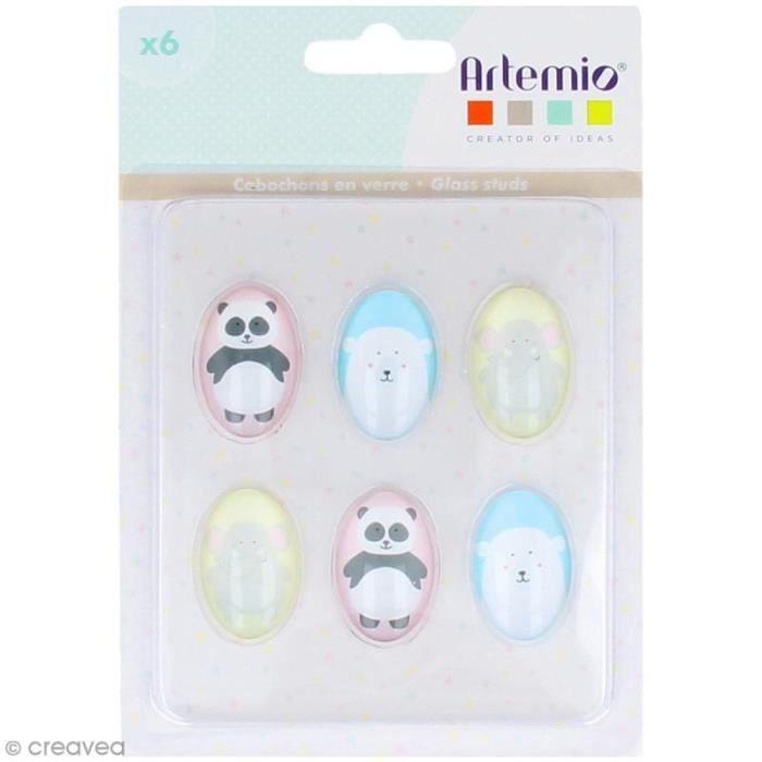 Cabochon - Artemio - Adorable - 2 X 3 Cm - 6 Pcs - Mixed