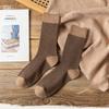 Spring And Autumn Pure Color All-Match Pile Socks Mid-Tube Socks Contrasting