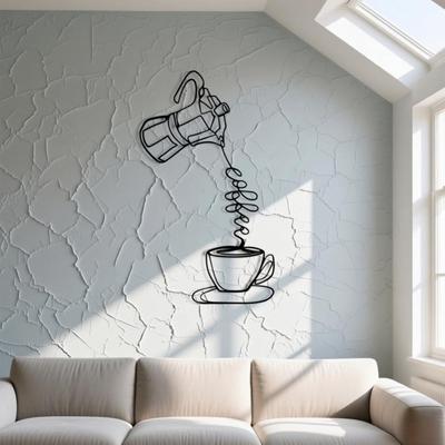 1 Stück Moderne Metall Wandkunst Kaffeetasse Bohnen Dekor Robustes Eisen Einfach aufzuhängen Küche Wohnzimmer Büro Feiertagsgeschenk