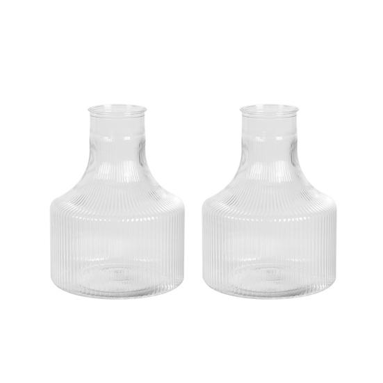 Ribbed Clear Bud Vases Modern Plastic Decorative Vases Table Centerpiece Vases for Home Wedding 2pcs чистый