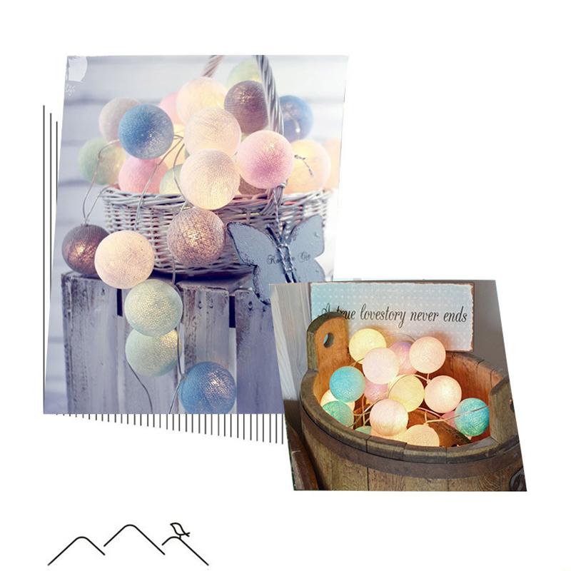 Cotton Ball Light String Macaron Color 3 Meters 20 lights-USB Type