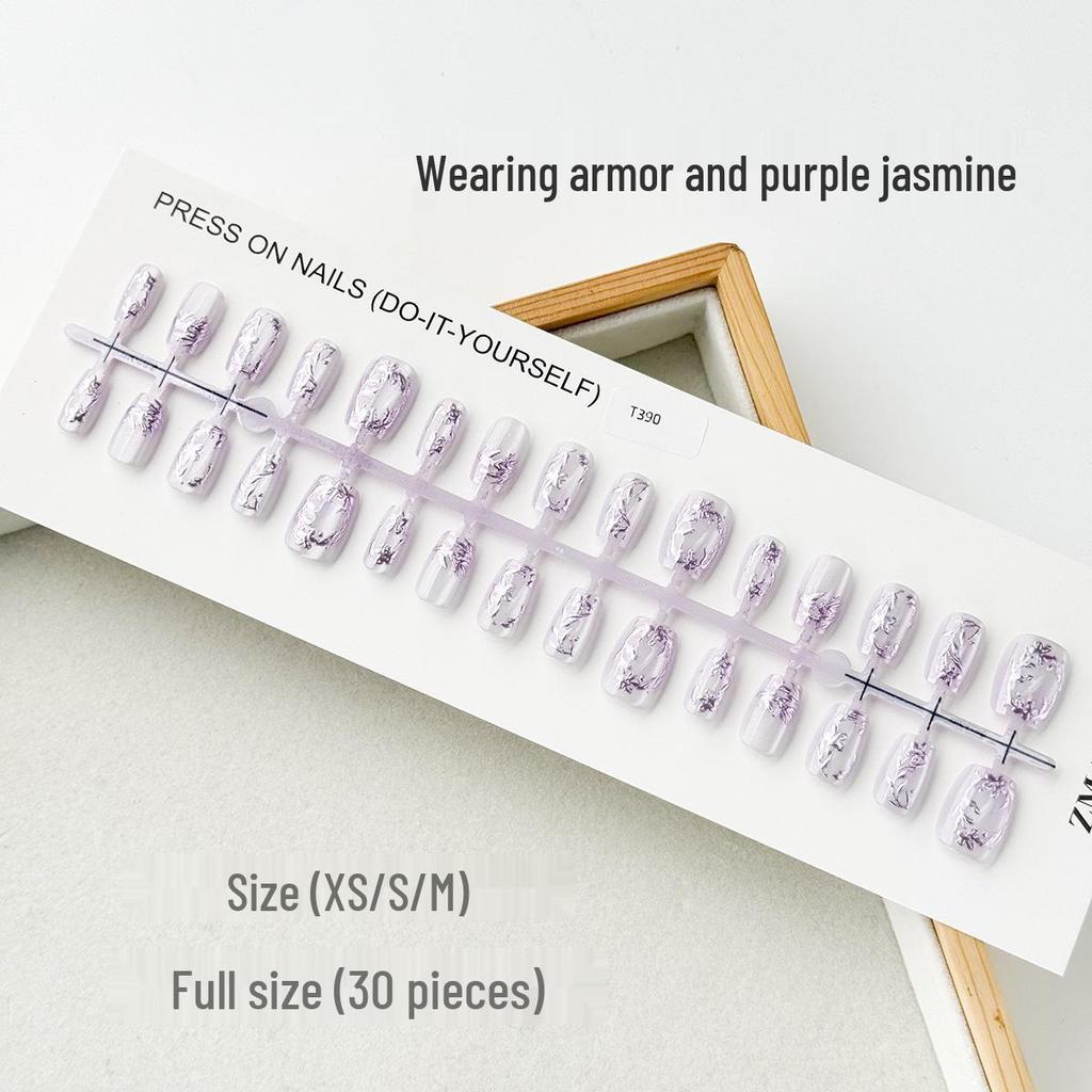 Nail Art Gilded Cat's Eye Blush Tips - 30-Piece Set, Handmade & Ready-to-Wear In XS/S/M