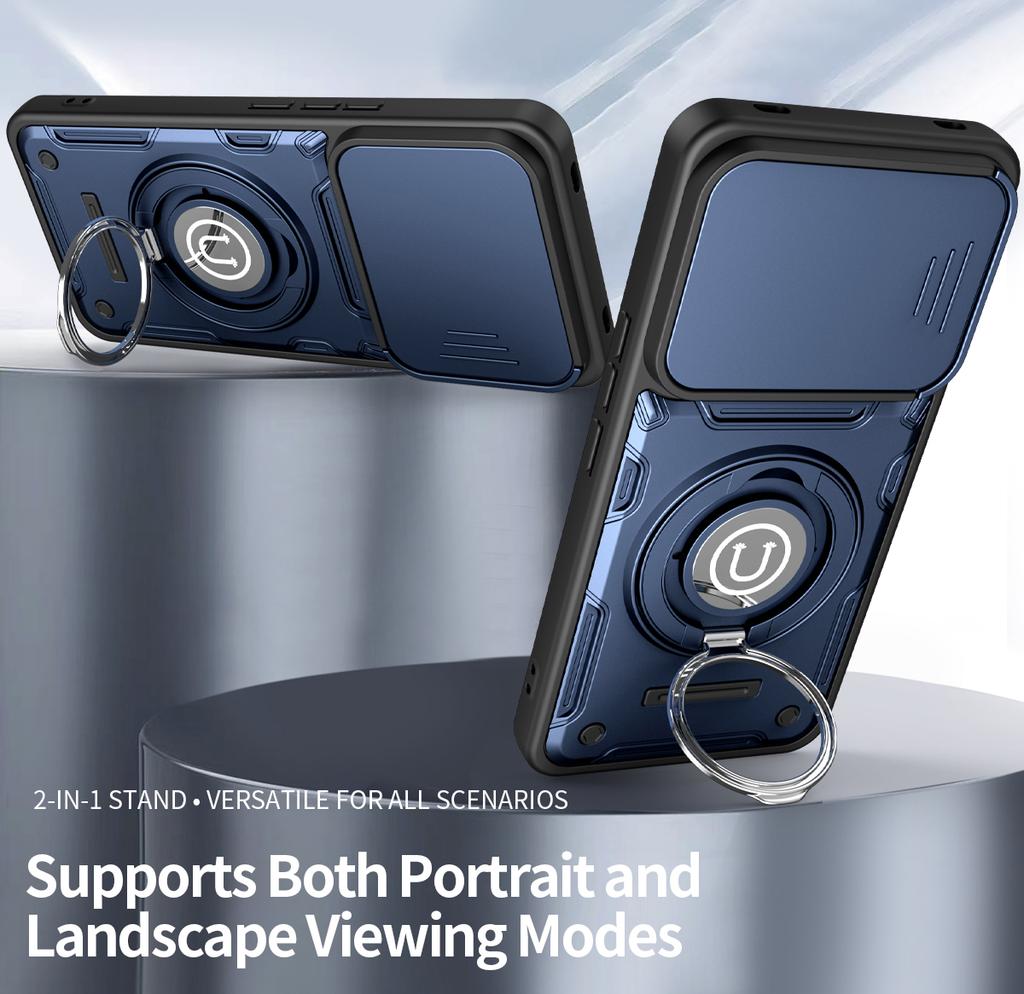 Anti-slip Armor Shockproof Case For VIVO V60 5G V2511 Slide Camera Lens Protection Rotating Ring Stand TPU Plastic Phone Cover