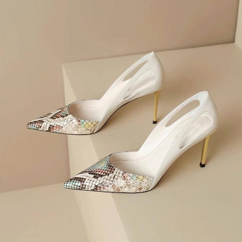 

Размер 32-45 Темперамент Знаменитости Высокие Каблуки Змеиная Кожа Сращивание Остроконечная Голова Мелкий Носок Одиночные Туфли 24 Стороны Пустые Черные Высокие Каблуки Женские 39