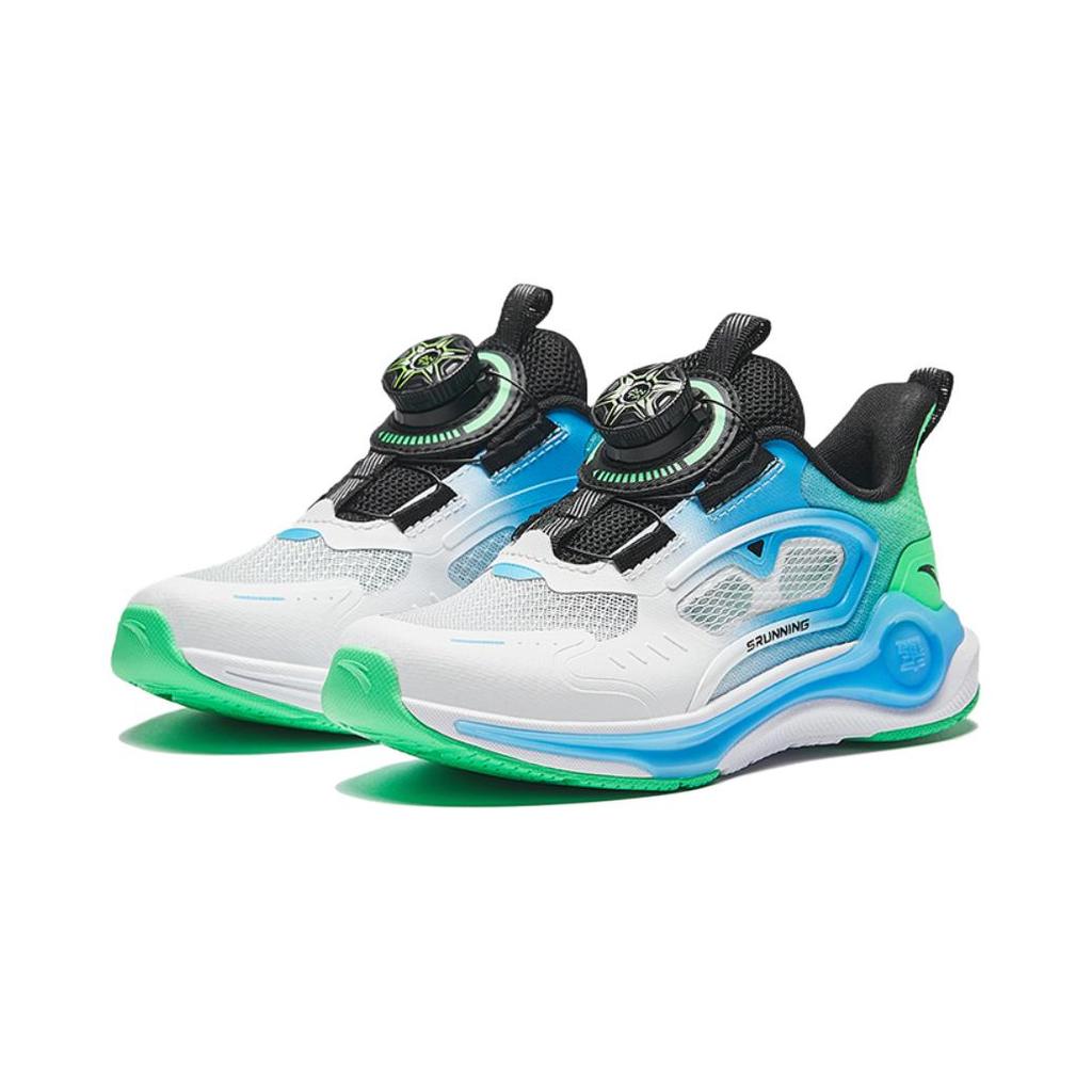 Anta Kids Comfortable Versatile Physical Test Non-Slip Wear-Resistant Low-Top Running Shoes Kids Sneaker White Blue Green 312439903-3