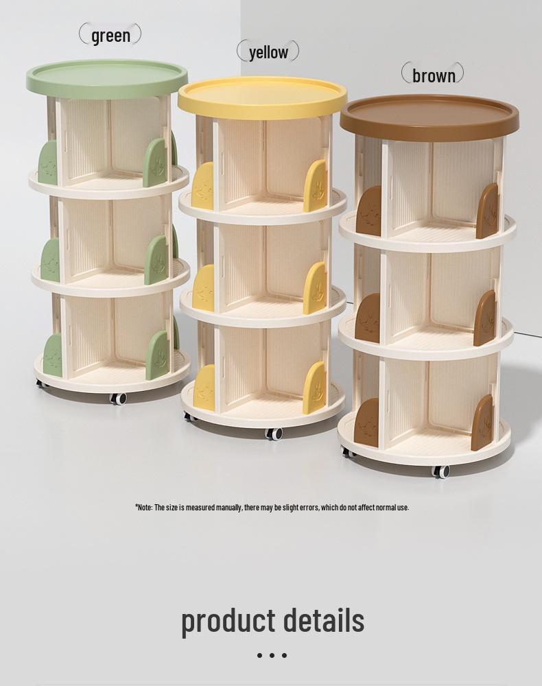 Children's Rotating Multi-layer Bookshelf & Storage Cabinet for Kitchen or Living Room