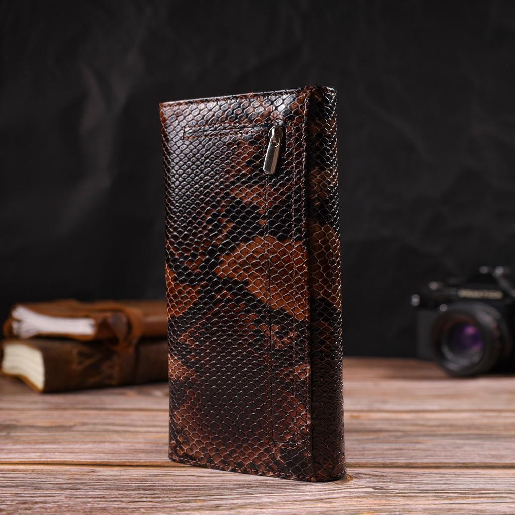 Snake Embossed Patent Leather Women's Wallet CANPELLINI 21711 Brown