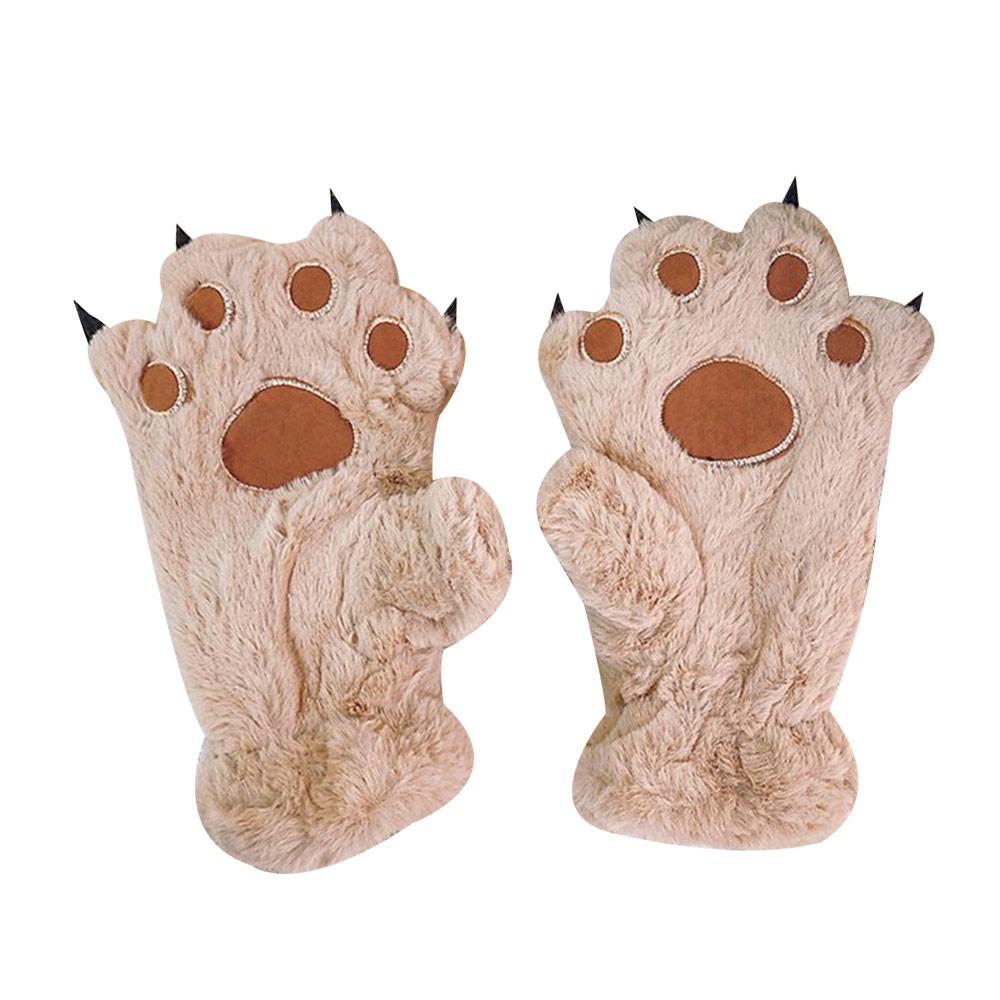 Bear Paw Furry Mittens Plush Animal Gloves Fashion Women Winter Gloves Cosplay