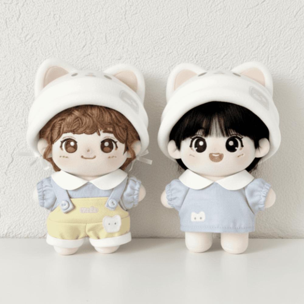 1 set Cat Hat Doll Clothes Outfit Strap Pants Doll Dress Up Set  10cm Cotton Doll