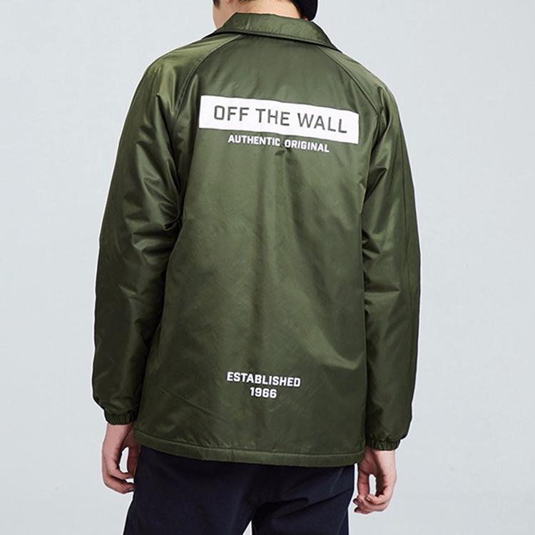 Vans Casual Sports Polo Coach Lightweight Cotton Jacket Men Jacket Dark-Green VN0A3QTYKCZ