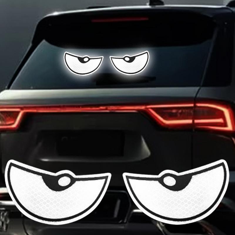 2pcs Funny Eyes Car Motorcycle Stickers Helmet Fairing Rear Window Decoration Decal Electric Car Motorcycle Reflective Stickers
