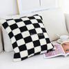 1 pièce 45*45cm 50*50cm Housse de Coussin Peluche à Carreaux Tissée Housse de Coussin Jeté pour Voiture Canapé Housse de Coussin en Velours Court Coussin