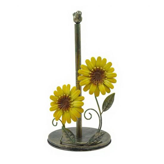 

Kitchen Paper Towel Rack Vertical No-Drill Holder with Weighted Base Sunflower Design Dispenser for Kitchen Bathroom Decor A