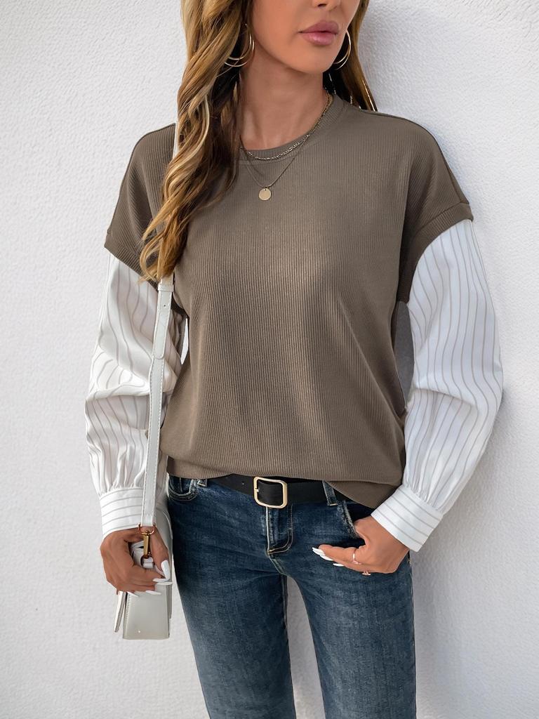 Bainianyi 2025 Autumn Striped Long-Sleeve Two-in-One Hoodie