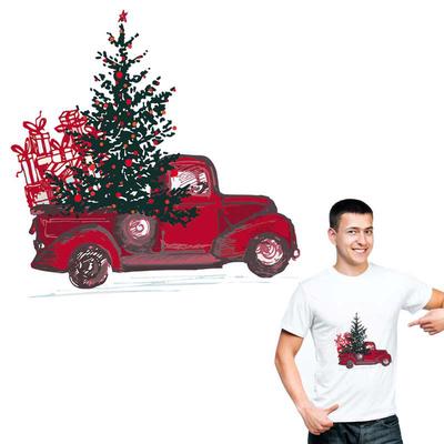 Parches de tela de árboles de Navidad, pegatinas para ropa de coches de dibujos animados, parches lavables para planchar