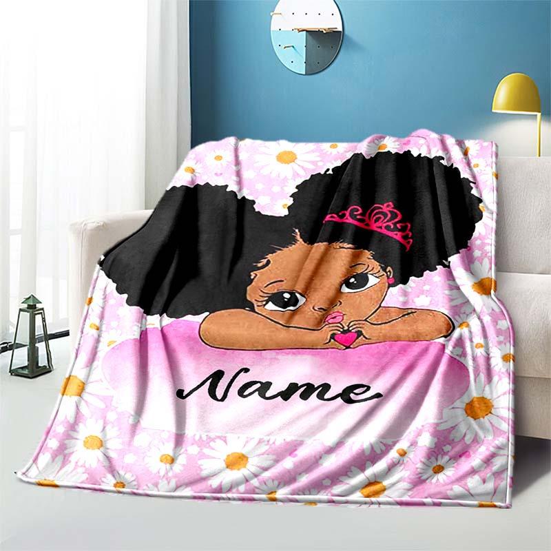 Girl Lying On The Clouds Customize Your Name Blanket Used For Chair Office Sofa Bed Camping Soft And Warm Giving Friends And Relatives Birthday