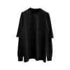 SUBHUMAN Men's 2024 Spring/Summer Two-Piece Knitted Double-Layer Solid Loose Long Sleeve T-Shirt