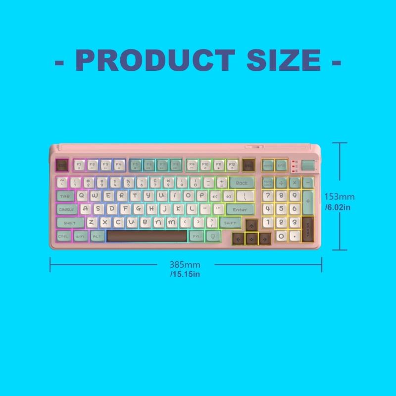 ABS Cord Computer Keyboards RGBs Lighting 97Key Compact Layout Volumes Control Knob For Gamers And Professionals