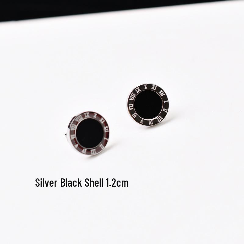 Unisex Roségold & Schwarze Titanstahl Ohrstecker