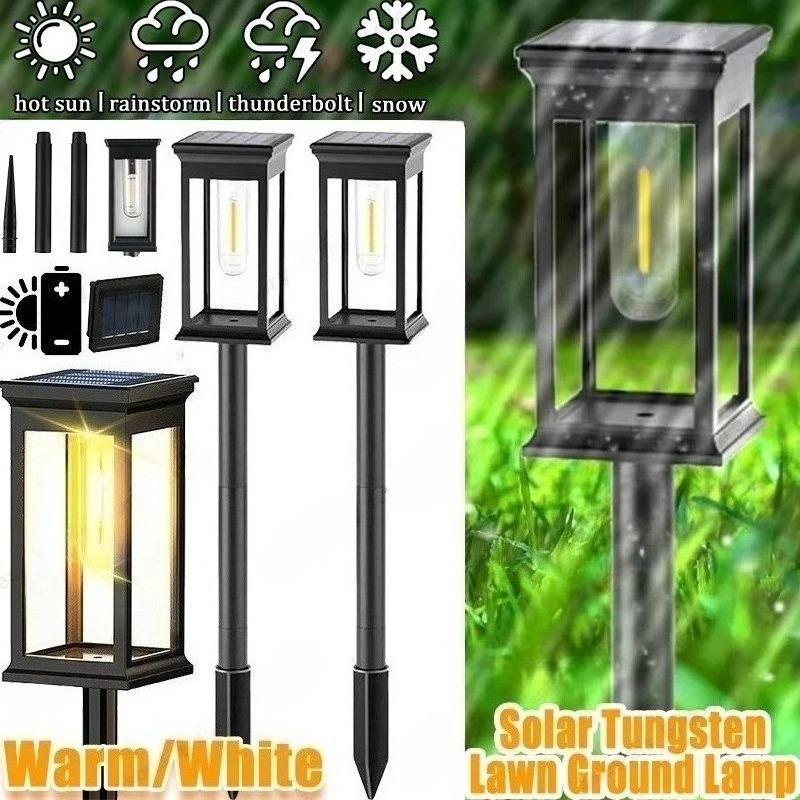 2/4/6 Pack Solar Tungsten Led Lawn Lamp Outdoor Waterproof Solar Channel Lamp for Garden Courtyard Landscape Sidewalk Courtyard Decoration
