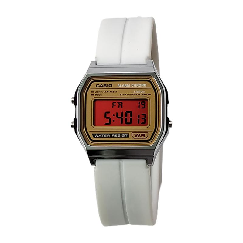 CASIO Customized watch modified series life waterproof F-91W-3 modified-tunneling Aurora Quartz silicone strap men's F-91W-BaiSeBiaoDaiHongSeBiaoJing